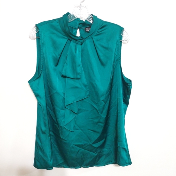 7th Avenue Design Studio Women's Top Green Sleeveless Blouse Size L - Picture 2 of 10
